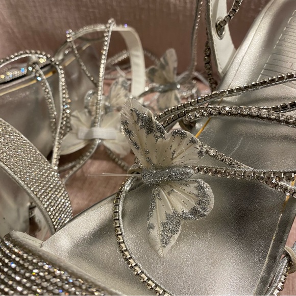 POSTER GIRL SILVER BUTTERFLY PLATFORM HEELS - Picture 9 of 16